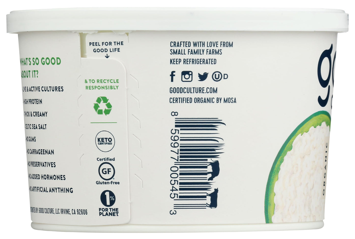 Good Culture, Organic Cottage Cheese - Double Cream 6%, 16 Ounce