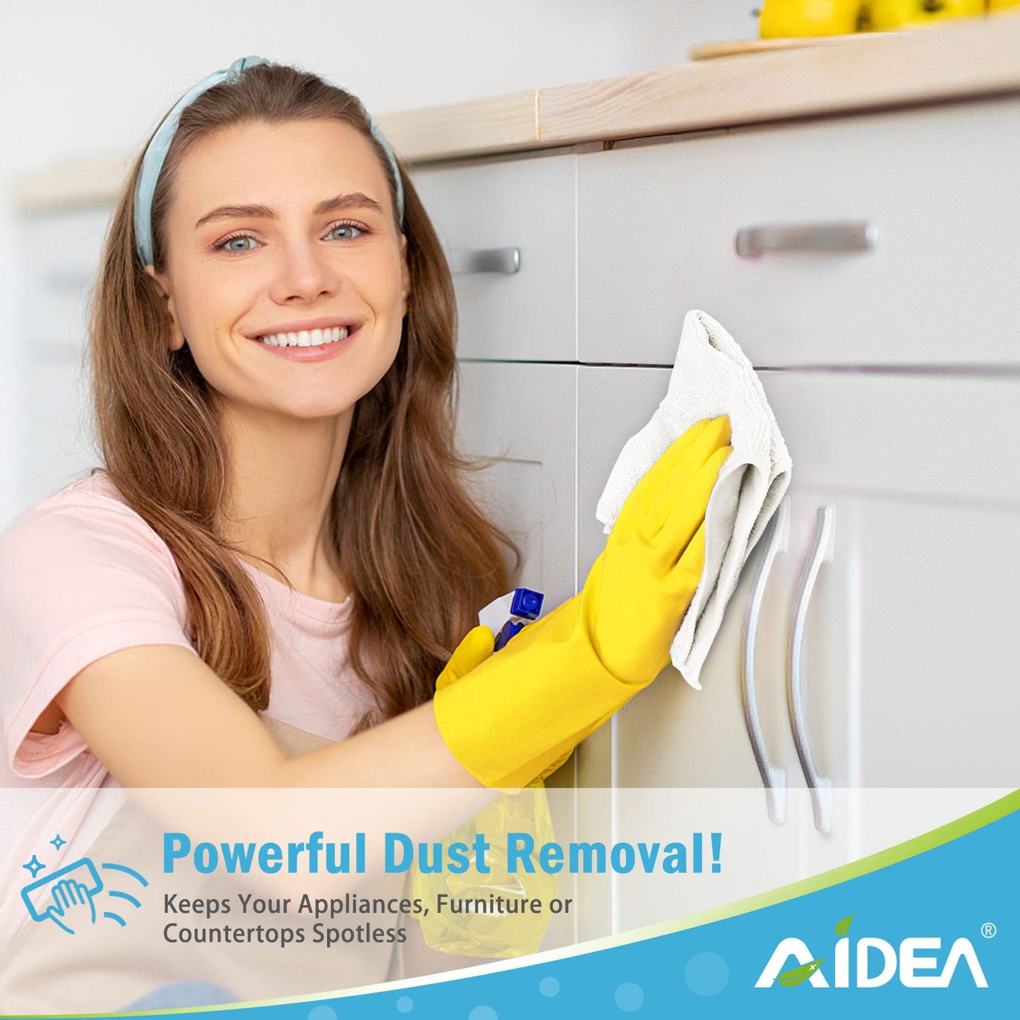 Aidea Microfiber Cleaning Cloths White-24Pk, Absorbent Cleaning Rags, Lint-Free, Scratch-Free, Streak-Free Wash Cloths, Microfib