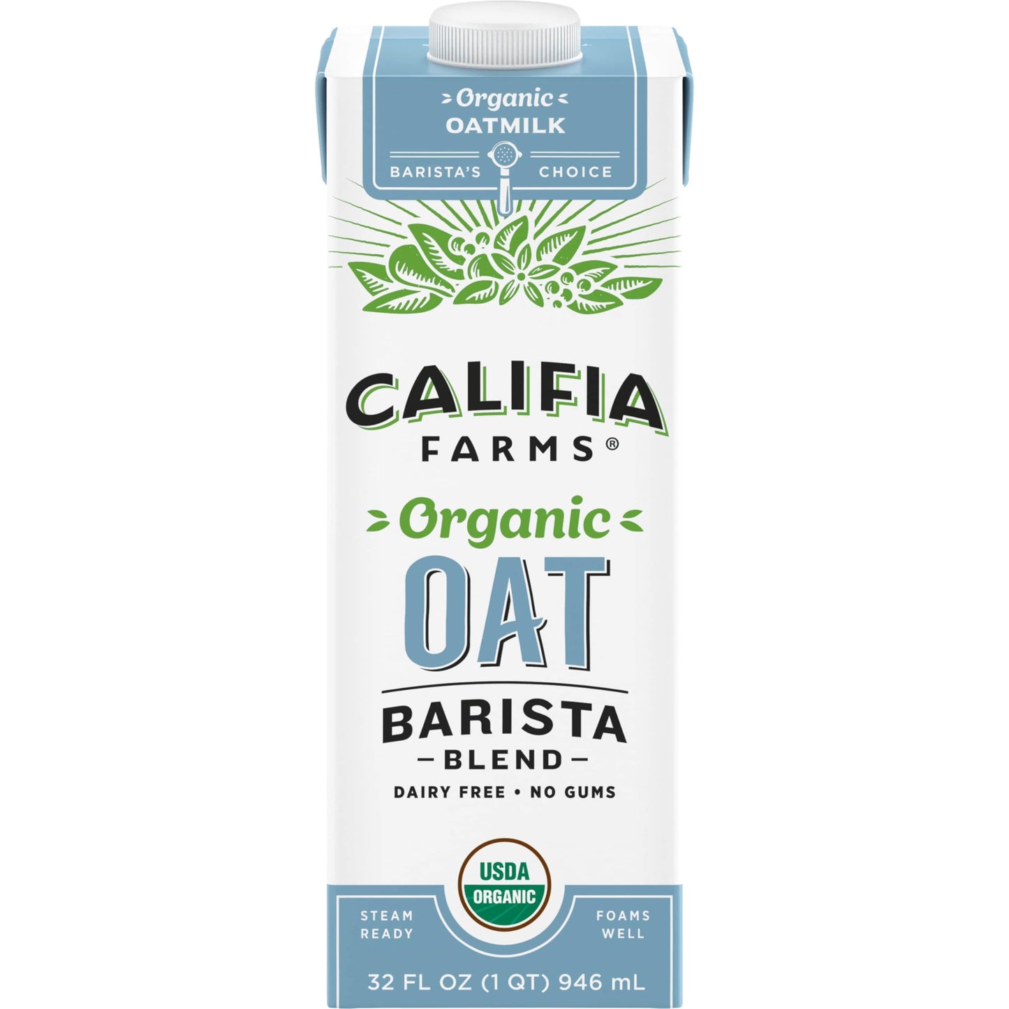 Califia Farms - Organic Oat Barista Blend Oat Milk, 32 oz, Shelf Stable, Dairy Free, Plant Based, Vegan, Non GMO, Organic Milk, 