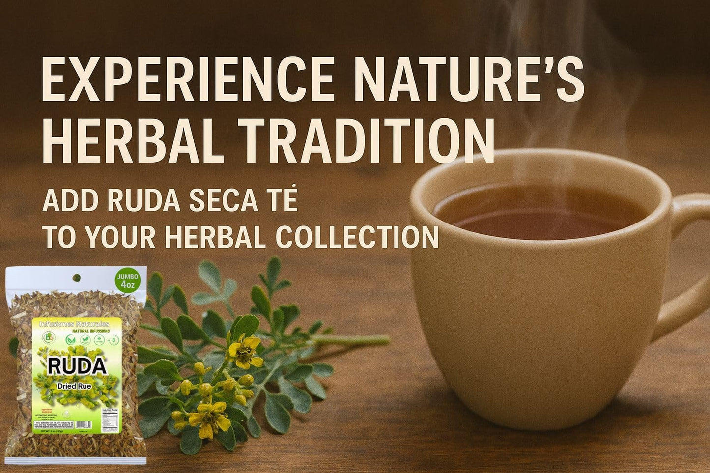 Ruda Seca T? - Rue Dried Herbs Tea - 4 oz (113 g) - Ruta Graveolens Loose Leaf - Traditional Herbal Infusion - 100% Natural  Wildcrafted  Vegan  Non-GMO - by BexpertsUSA