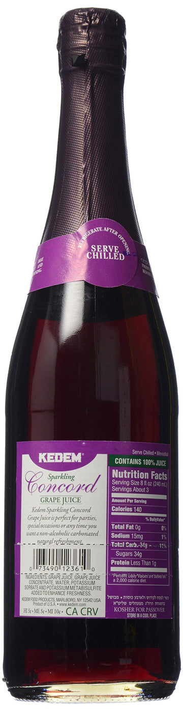 Kedem Sparkling Concord G  Juice, 25.4 Fl Oz, Purple, Model 073490123610