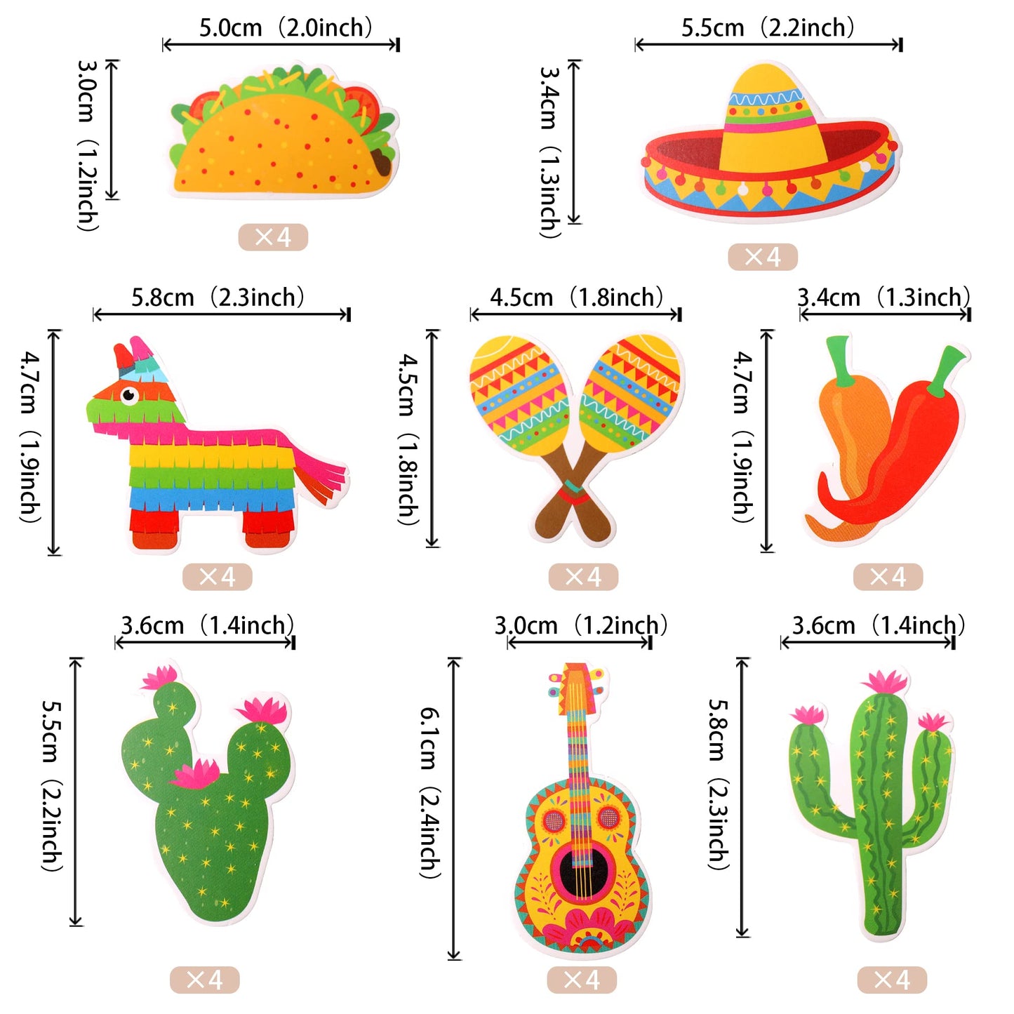 32 Pcs Mexican Fiesta Cupcake Toppers Assembled Cactus Donkey Maraca Sombrero Guitar Cupcake Picks Mexican Fiesta Theme Baby Sho