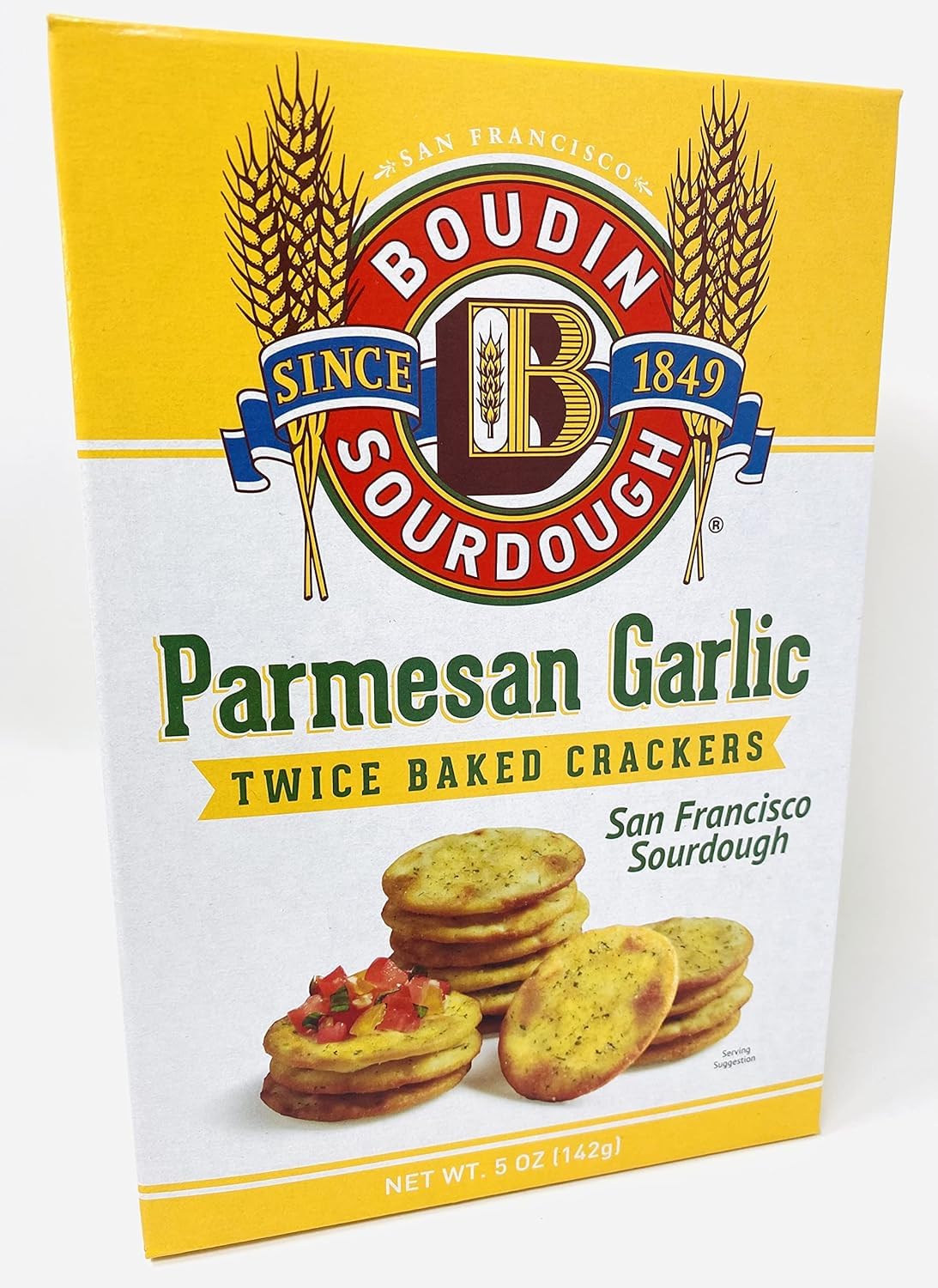 Boudin Sourdough Parmesan Garlic Baked Crackers, Vegan, 5 Ounces (Pack Of 12)
