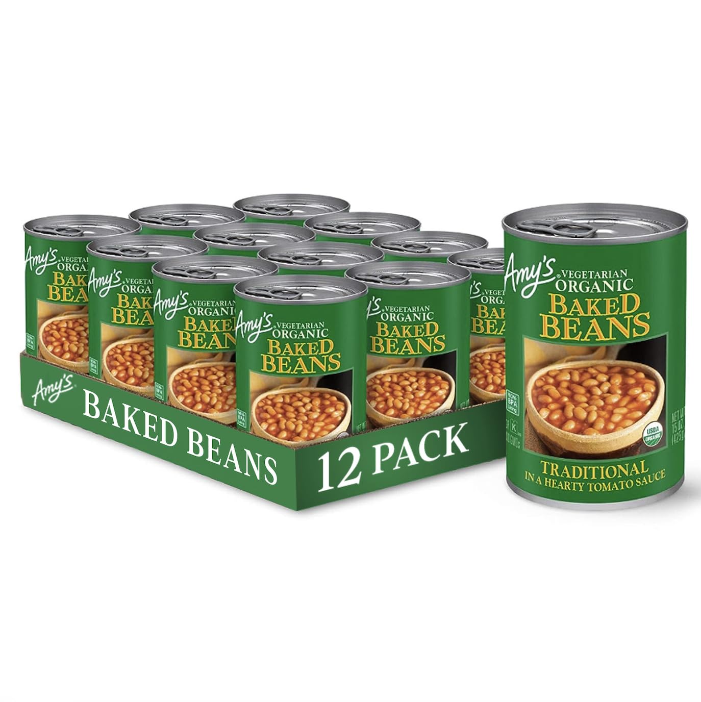 Amy'S Organic Baked Beans Canned, Traditional, Vegan Gluten Free, Vegetarian, 15.4 Oz (12 Pack)