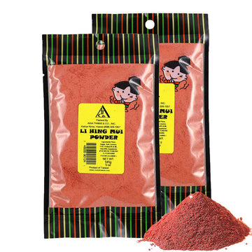 Asia Trans Li Hing Mui Crack Seed Plum Powder | Hawaiian Favorite | Sweet, Sour, & Salty Dried Asian Umeboshi Topping For Desserts And Snacks (2 Pack, 5 Oz)