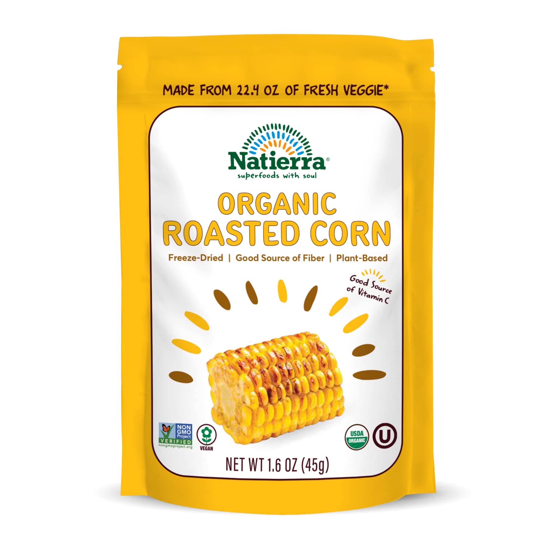 Natierra Organic Freeze-Dried Roasted Corn | Usda Organic, Non-Gmo & Vegan | 1.6 Oz (Pack Of 1)