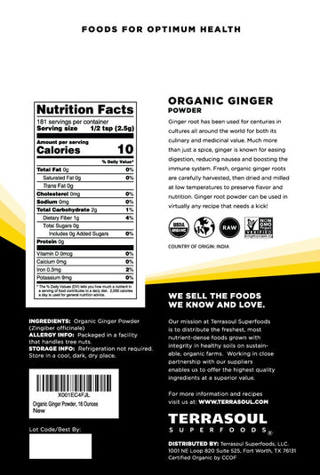 Terrasoul Superfoods Organic Ginger Powder, 2 Lbs (2 Pack) - Lab-Tested | Raw | Potent Spicy Flavor