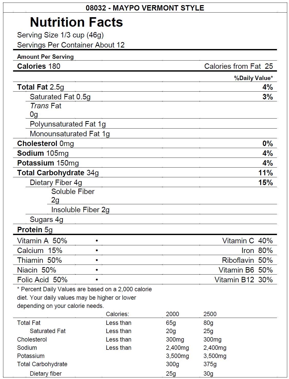 MAYPO Instant Maple Oatmeal Cereal Vermont Style 19 OZ (Pack of 12)