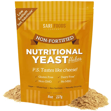 Sari Foods Non-Fortified Nutritional Yeast Flakes - 24Oz Or 8Oz - Superfood, Rich In Protein. Gluten Free & Dairy Free Vegan Che