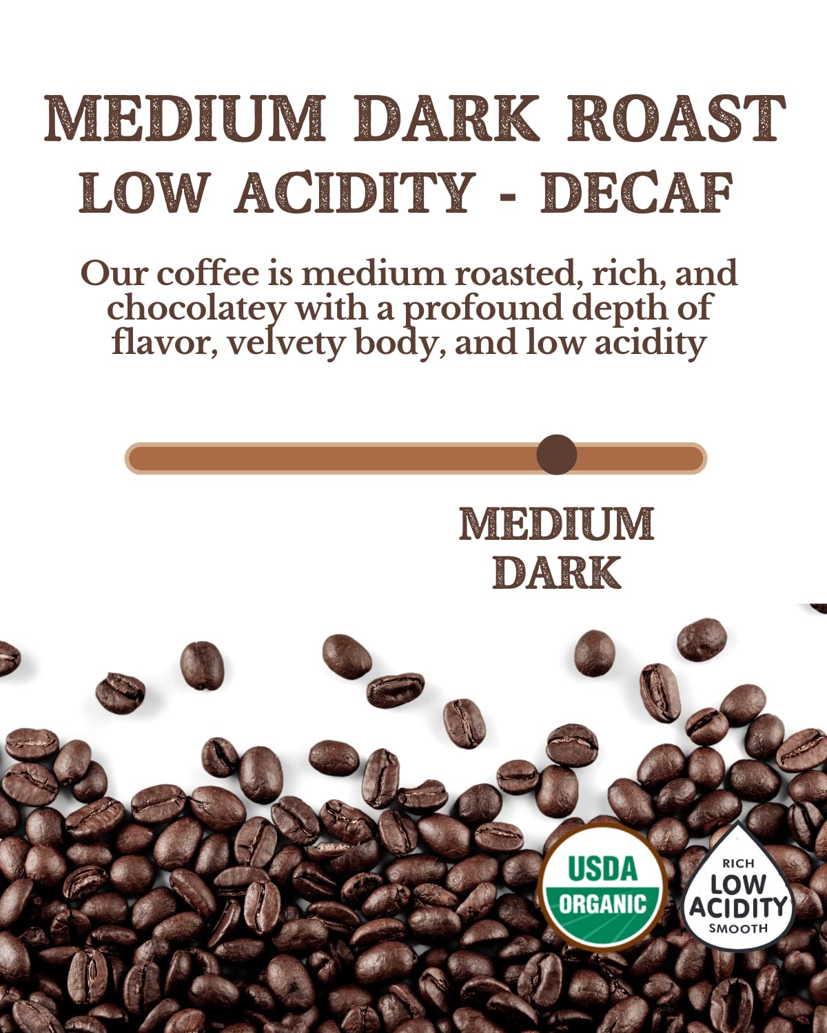 5LB Subtle Earth Organic Decaf - Swiss Water Process Decaf - Medium Dark Roast - Whole Bean Coffee - Low Acidity - Organic Certi