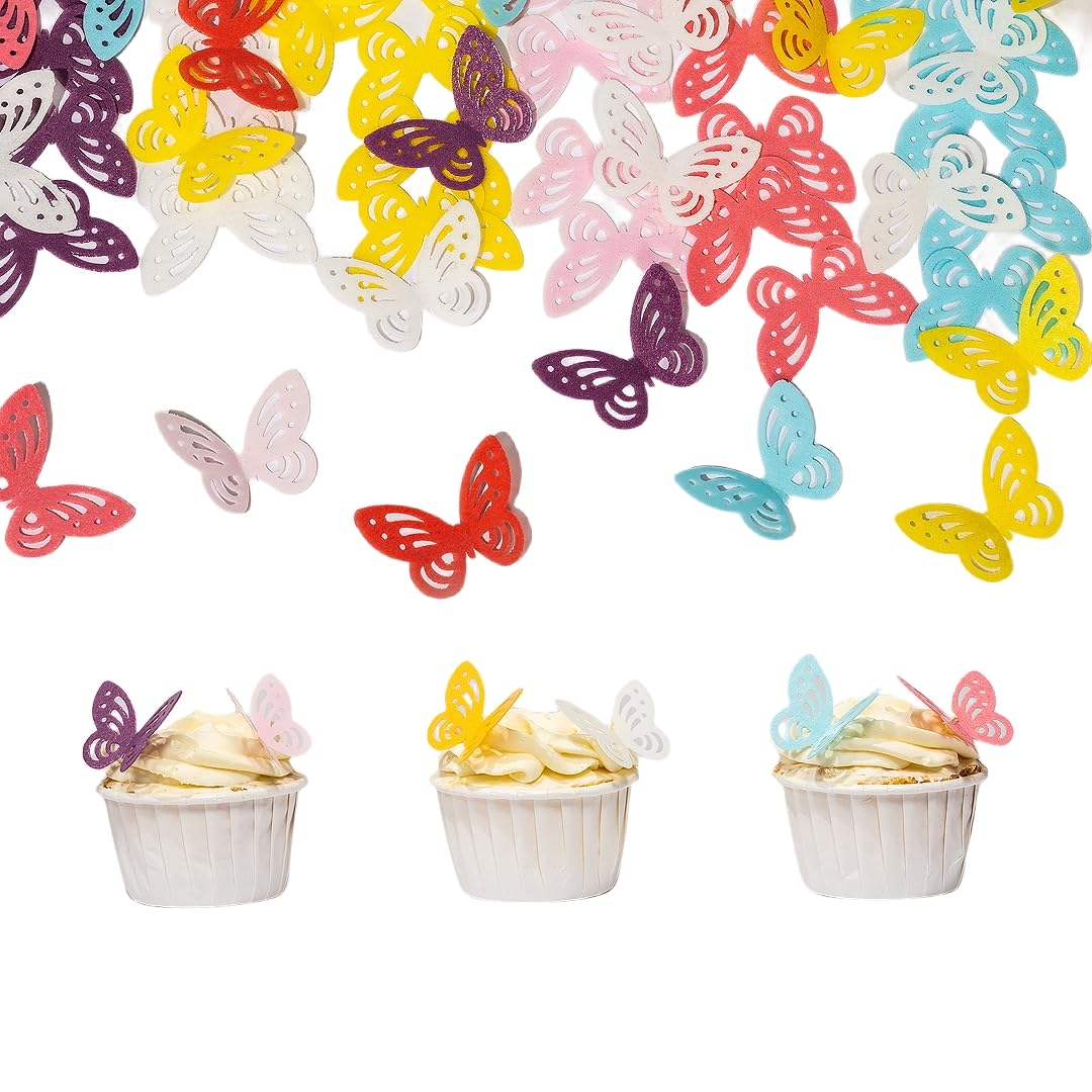 KSINWCOI Edible Flowers Wafer Paper Toppers for Cakes & Cupcakes, Mix Butterflies 60, Rice Paper Decorations