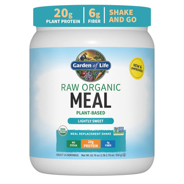Garden of Life Meal Replacement Shakes, Vegan Protein Powder, Raw Organic Meal, Lightly Sweet Powder with Plant Based Pea Protei