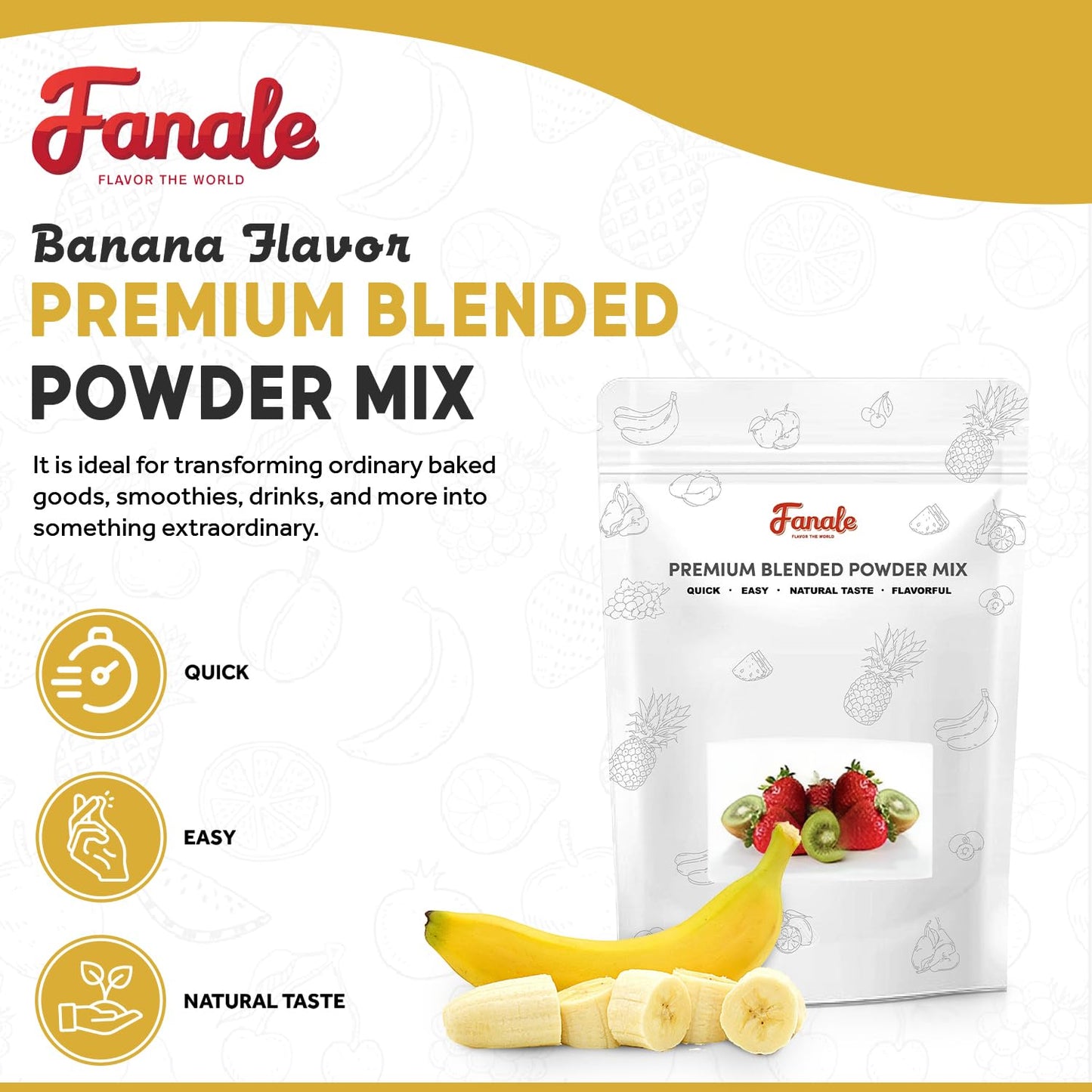 Fanale Premium Banana Bubble Tea Flavoring Powder | Perfect For Baking, Smoothies, Desserts And Drinks | Instant Flavoring Powde