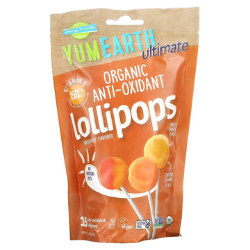 Yumearth Ultimate Organic Anti Oxidant Lollipops, 15 Count, Allergy Friendly, Gluten Free, Non-Gmo, Vegan, No Artificial Flavors