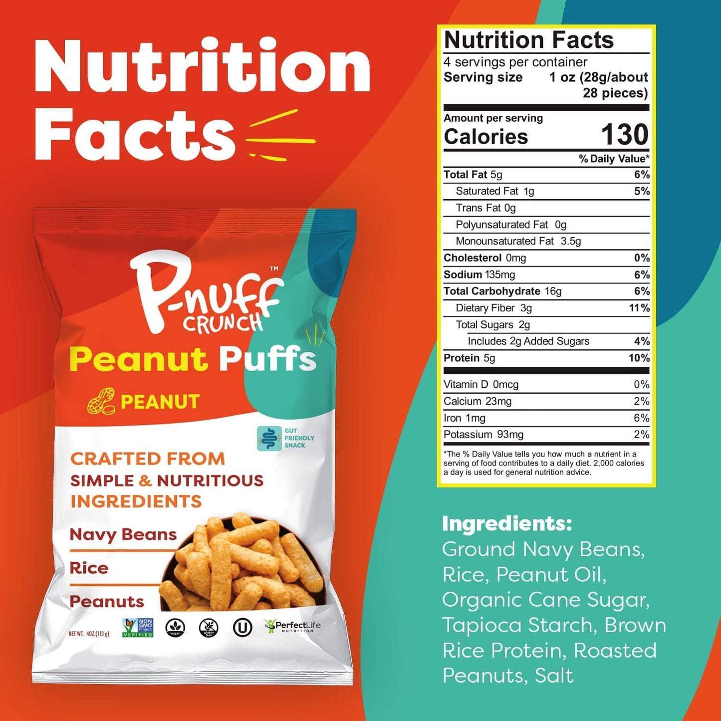 P-Nuff Crunch Peanut Puffs Savory Variety Pack, 20g Vegan Protein, Keto, Gluten Free, 4oz Bag, 6-Pack
