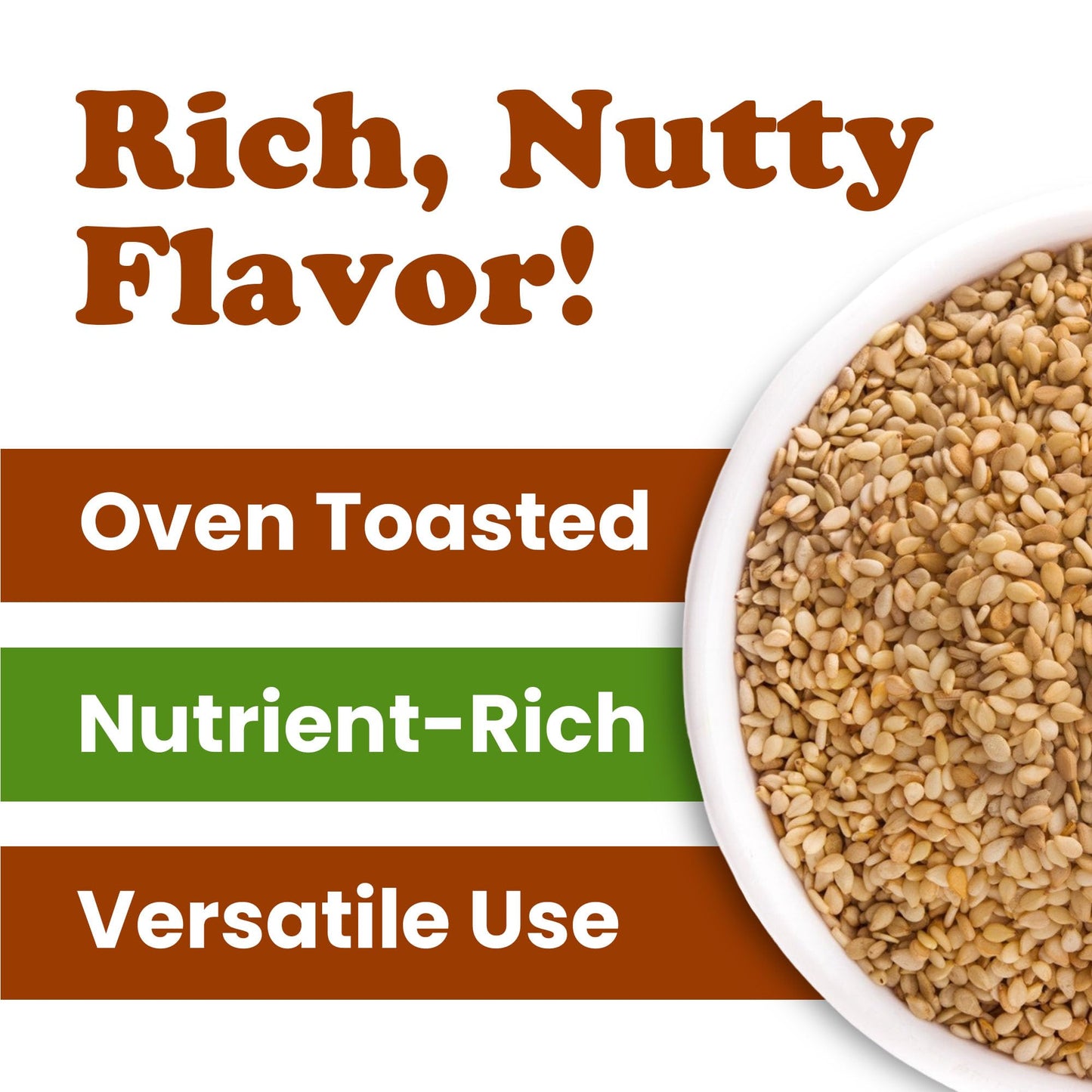 Food to Live Organic Toasted Hulled Sesame Seeds, 8 Ounces - Crunchy and Nutritious Snack, Oven Roasted, Unsalted, No Oil Added,