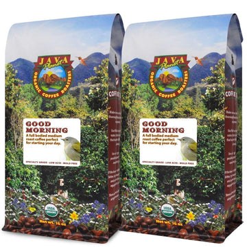 Java Planet Organic, Good Morning Blend Medium Roast, Smooth Full Flavored Organic Coffee Beans, Low Acid, Whole Bean Coffee Two