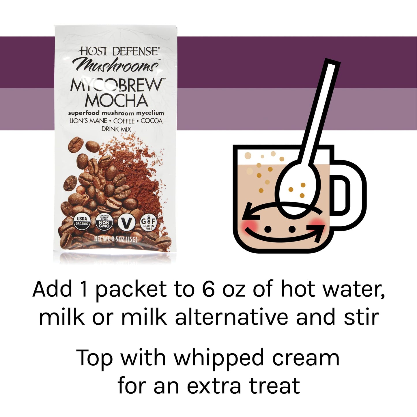 Host Defense, Mycobrew Mocha Drink Mix, Supports Energy And Focus, With Lion’S Mane Mushroom, 5Oz - 10 Packets (0.5Oz Each)