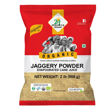 24 Mantra Organic Unbleached Jaggery Powder 2 Pound, Healthy Sugar Substitute, Unrefined & Unadulterated | Grown Without Pestici