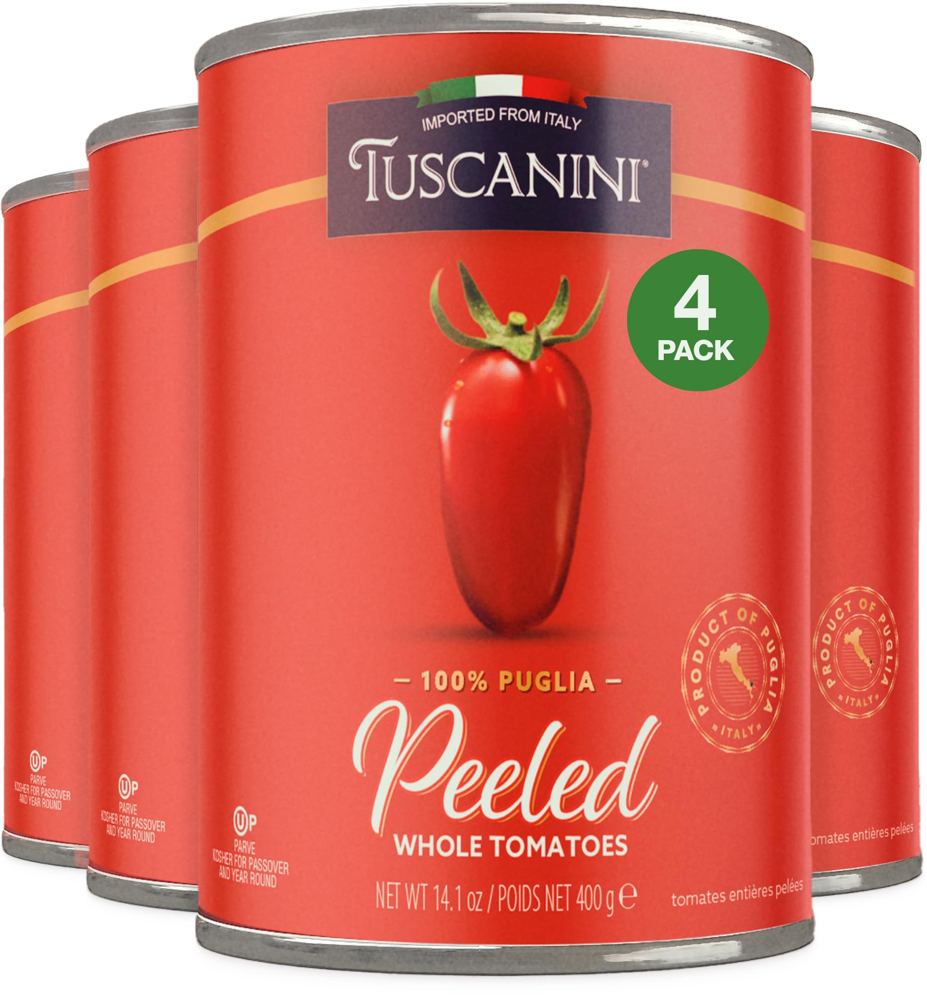 Tuscanini Italian Tomatoes, 14.1 oz (4 Pack) | 100% Italian Canned Tomatoes | Delicious Taste | Perfect Pizza & Sauces | BPA Fre