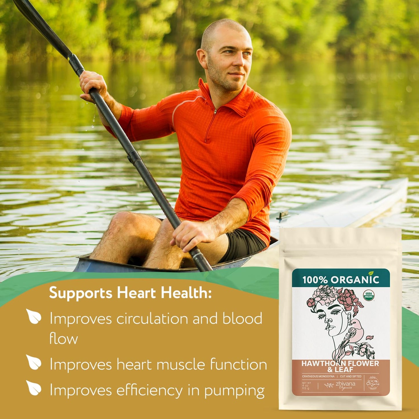Hawthorn Leaf & Flower Tea Organic (4Oz.) - Loose Hawthorne Tea For Blood Pressure Balance, Cardiovascular Health, Heart Support