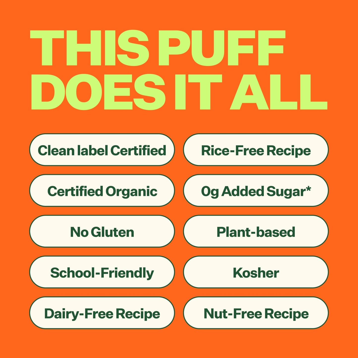 Yumi Organic Rice-Free Baby Puffs - No Sugar Added, Gluten-Free, Non-Gmo Baby Snacks Puffs, School Safe For Daycare And Lunchbox
