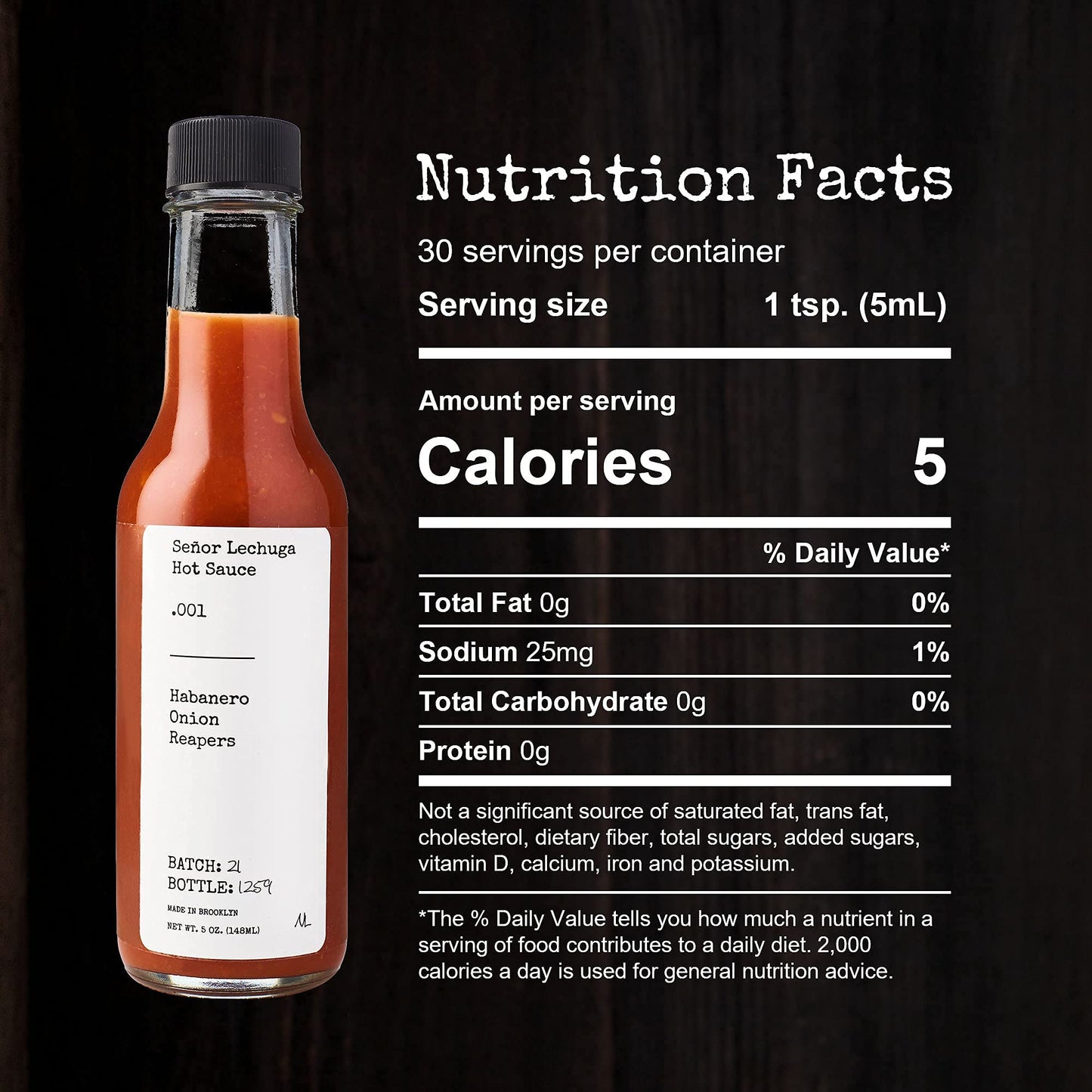 Seor Lechuga Hot Sauce - Hot Sauce Made From Carolina Reaper Peppers And Habanero Pepper - .001 Habanero, Onion, Reapers
