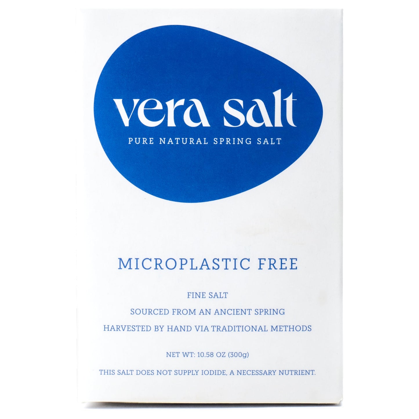 Vera Salt Fine Spring Salt - 300g Pack - Hand-Harvested White Crystals from Spain - Fine Texture with Natural Minerals - Plastic