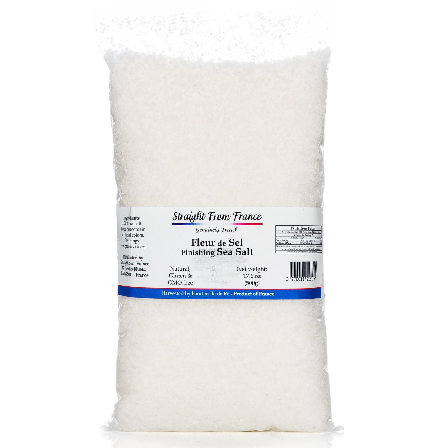 Straight from France Fleur De Sel French Sea Salt Finishing Salt, 17.6oz (1.1 lb) - Gourmet Cooking Essential