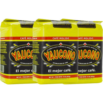 Yaucono Coffee Arabica Medium Roast Ground, Roasted And Bagged In Puerto Rico, 8 Ounce (Pack Of 3)