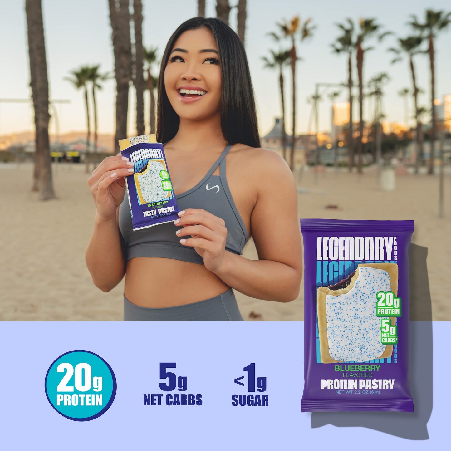 Legendary Foods 20g Protein Pastry - Low Carb Meal Replacement Bar - Low Glycemic, Gluten Free Protien Snacks - Healthy Keto Sna