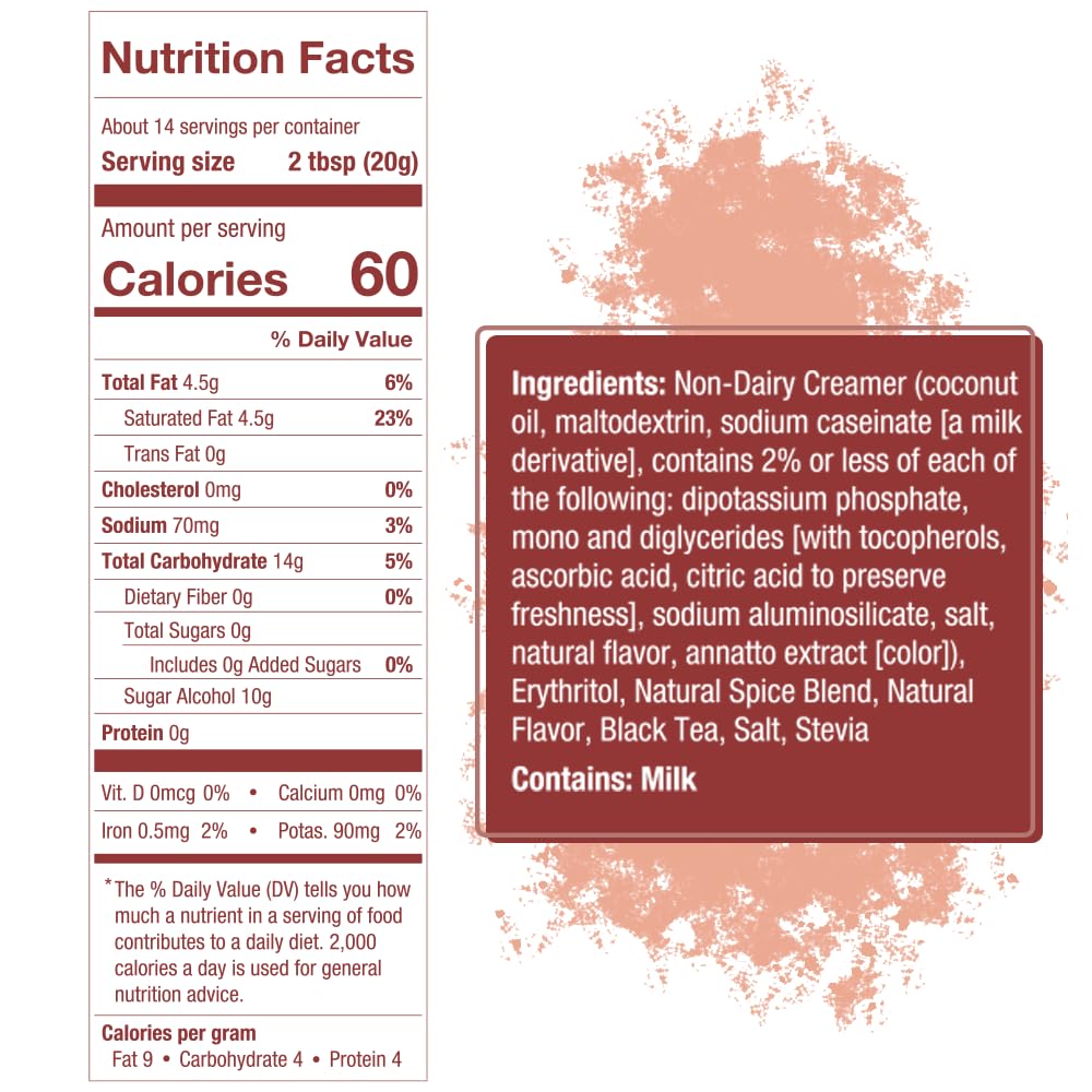 5 Sparrows Sugar-Free Spiced Chai Latte Drink Mix, Keto Friendly, 10 oz, Stevia Sweetened