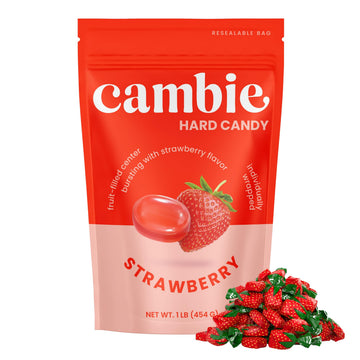 Strawberry Hard Candy Individually Wrapped by Cambie  1 lb of Strawberry Candy with a Deliciously Sweet Hard Exterior with a Soft  Fruit-Filled Center