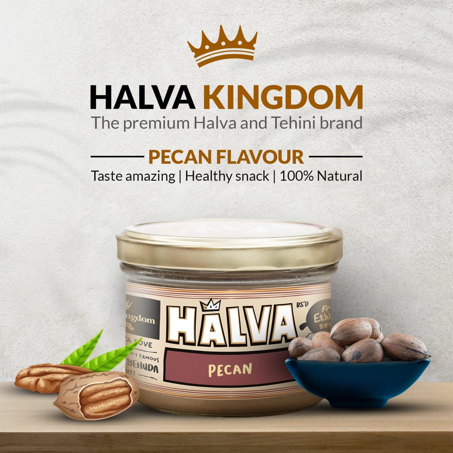 Halva Kingdom Open Sesame Sugar Free Halva Vegan Dessert | Healthy Ingredients, Gluten Free, Kosher Certified Jar I Made In Isra
