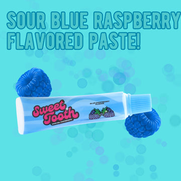 Needzo Sour Toothbrush And Toothpaste, Blue Raspberry And Strawberry Flavored Gel With Hard Candies, Fun Noisemaking Candy, 1.12