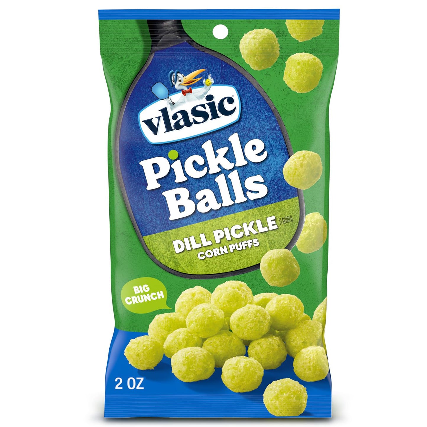 Vlasic Pickle Balls, Dill Pickle Flavored Corn Puffs, 2 oz. (Pack of 12)