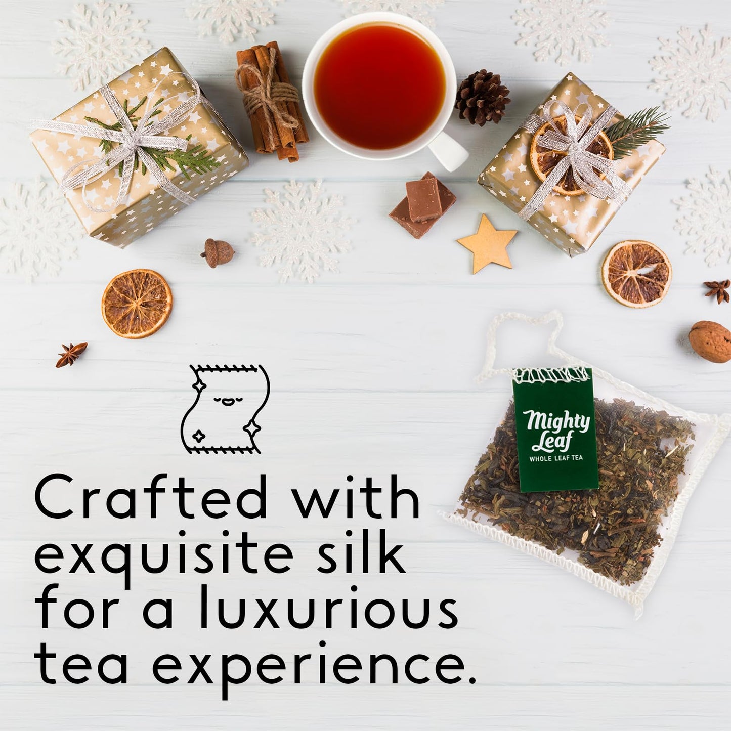Mighty Leaf Organic Tea Sampler - 40 Count Silken Tea Bags - 8 Assorted Flavors Gift Box