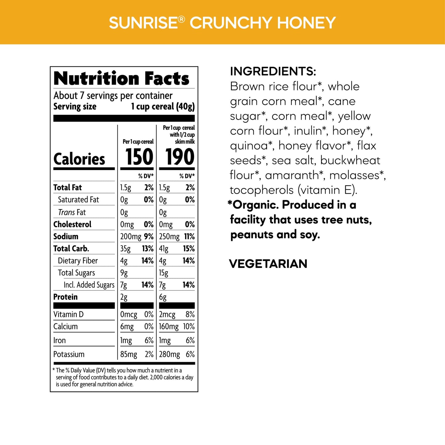 Nature'S Path Organic Sunrise Crunchy Honey Cereal, 10.6 Oz (Pack Of 1), Gluten Free, Non-Gmo