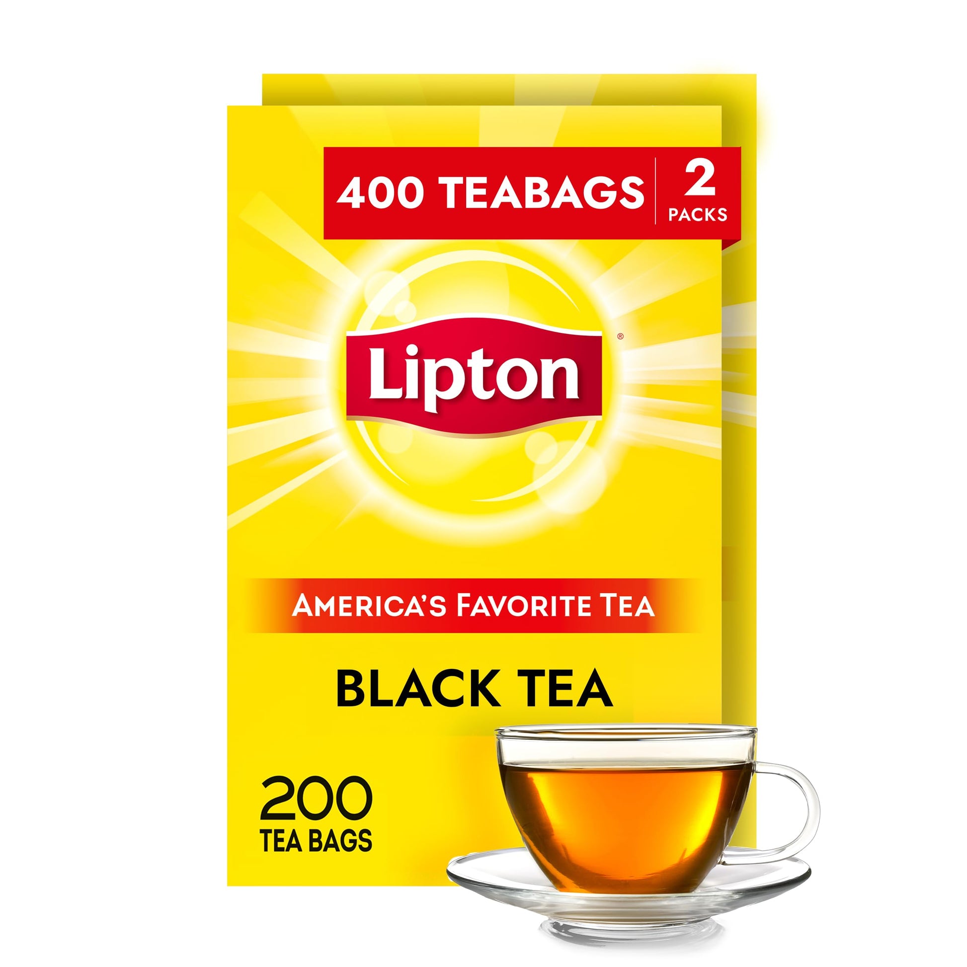 Lipton Black Tea Bags, Hot or Iced, 200 Count (Pack of 2), Caffeinated, Model 68541473