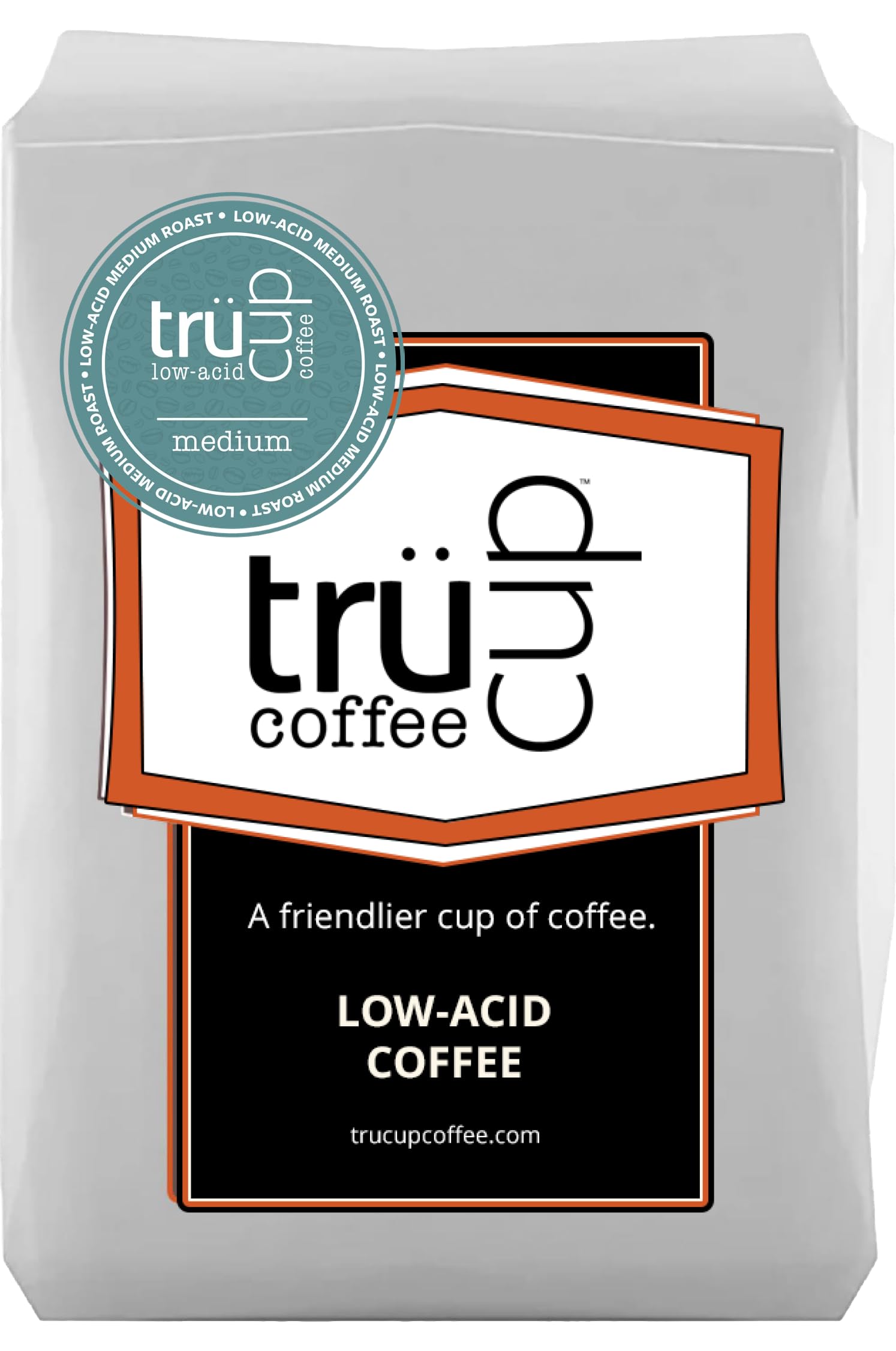 TRUCUP Low Acid Ground Coffee, Medium Roast, Drip Grind, 32 Oz, Stomach-Friendly, Smooth Flavor