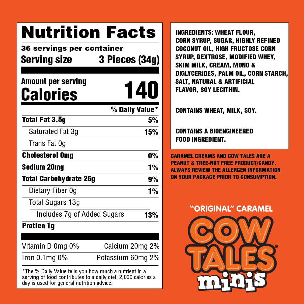 Goetzes Candy Caramel Cow Tales - 2.25 Pound Canister (36 Ounces) - Fresh from the Factory
