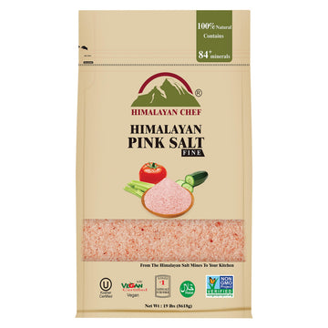 Himalayan Chef Pink Himalayan Salt, Extra Fine Grain, 19 lbs Bag - Pure, Natural, Kosher Certified, Non-GMO, Ideal for Cooking, 