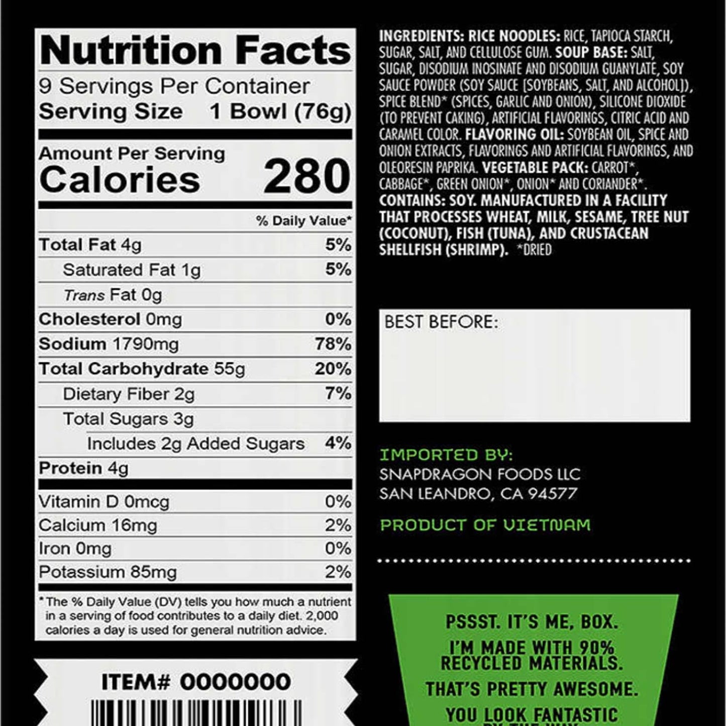 Instant Pho Noodle Bowls Bundle. Includes Three - 2.7 Oz Snapdragon Vietnamese Pho Bowls in Beef Broth Soup! Our Bowls are 15% B