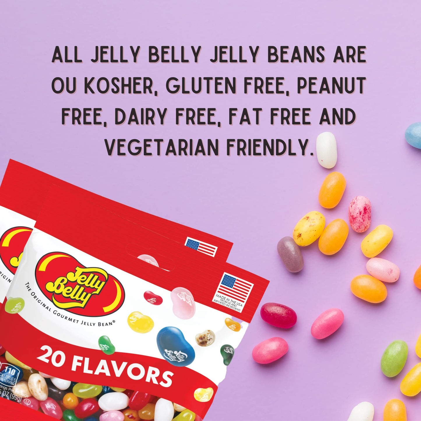Needzo 20 Assorted Jelly Bean Flavors, Gourmet Candy, Shareable Fruit Flavored Bite Size Candies, Pack Of 2