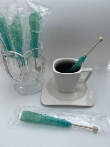 Classic Rock Candy Sticks, Sugar Rock Crystal Lollipops, Individually Wrapped (Pack Of 6, Light Blue Cotton Candy)