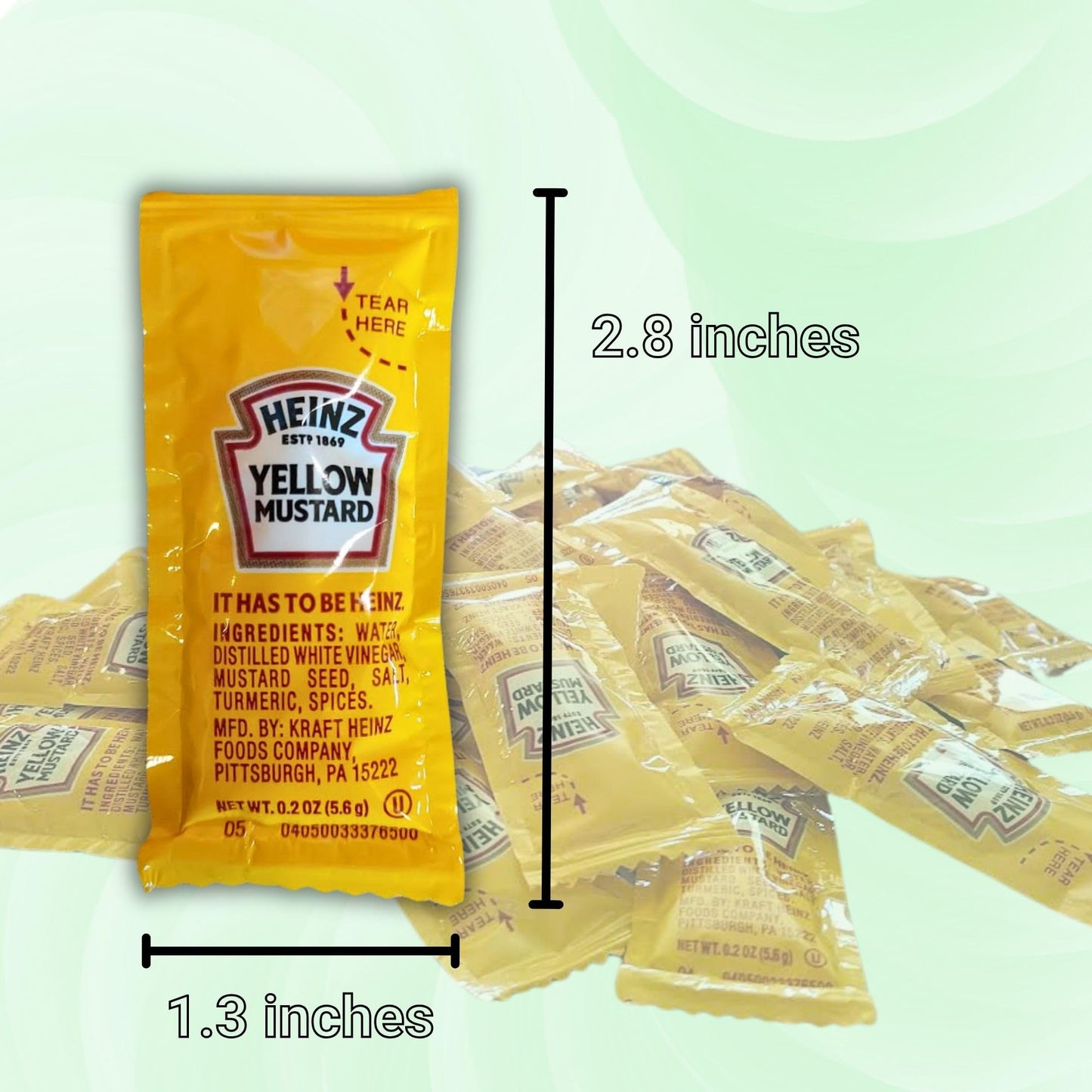 Gift Set - Yellow Mustard Packets 50 Count (5.6g Each) with Spreader in Resealable Slide Seal Bag by CMC Products (50 Packets, M