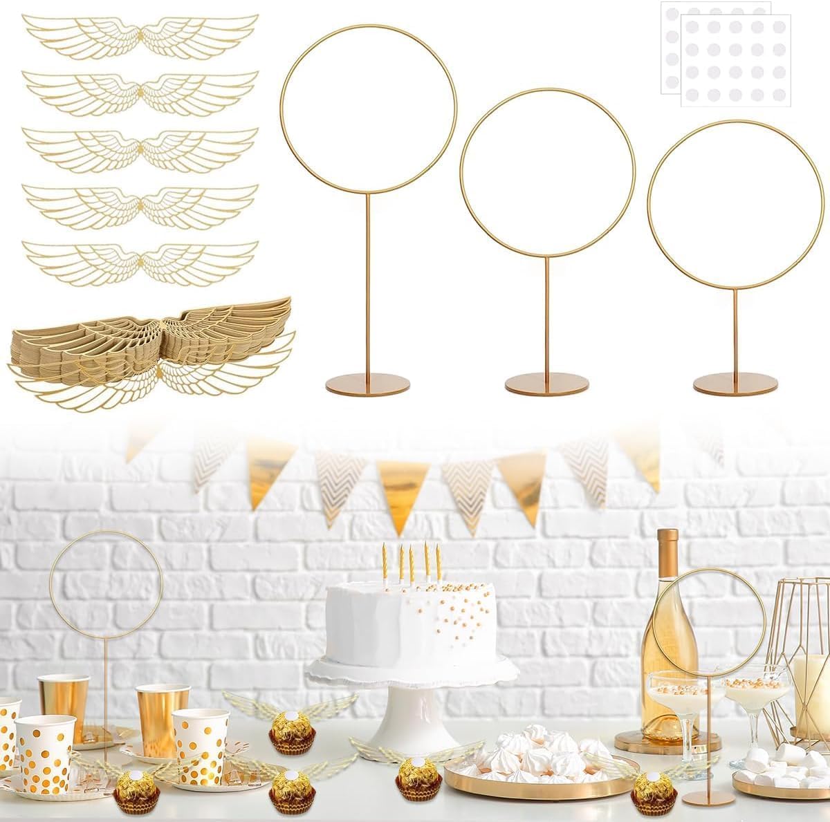 103 Pcs Wizard Party Chocolate Decoration, With 3 Pcs Gold Goal Posts, 50Pcs Golden Wings Chocolate Wafer Cupcake Toppers With 5