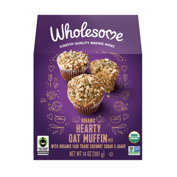 Wholesome Hearty Oat Muffin Scratch Quality Baking Mix, Fair Trade, Non-Gmo, Usda Organic Oat Muffin Mix, 14 Oz., (Packaging May