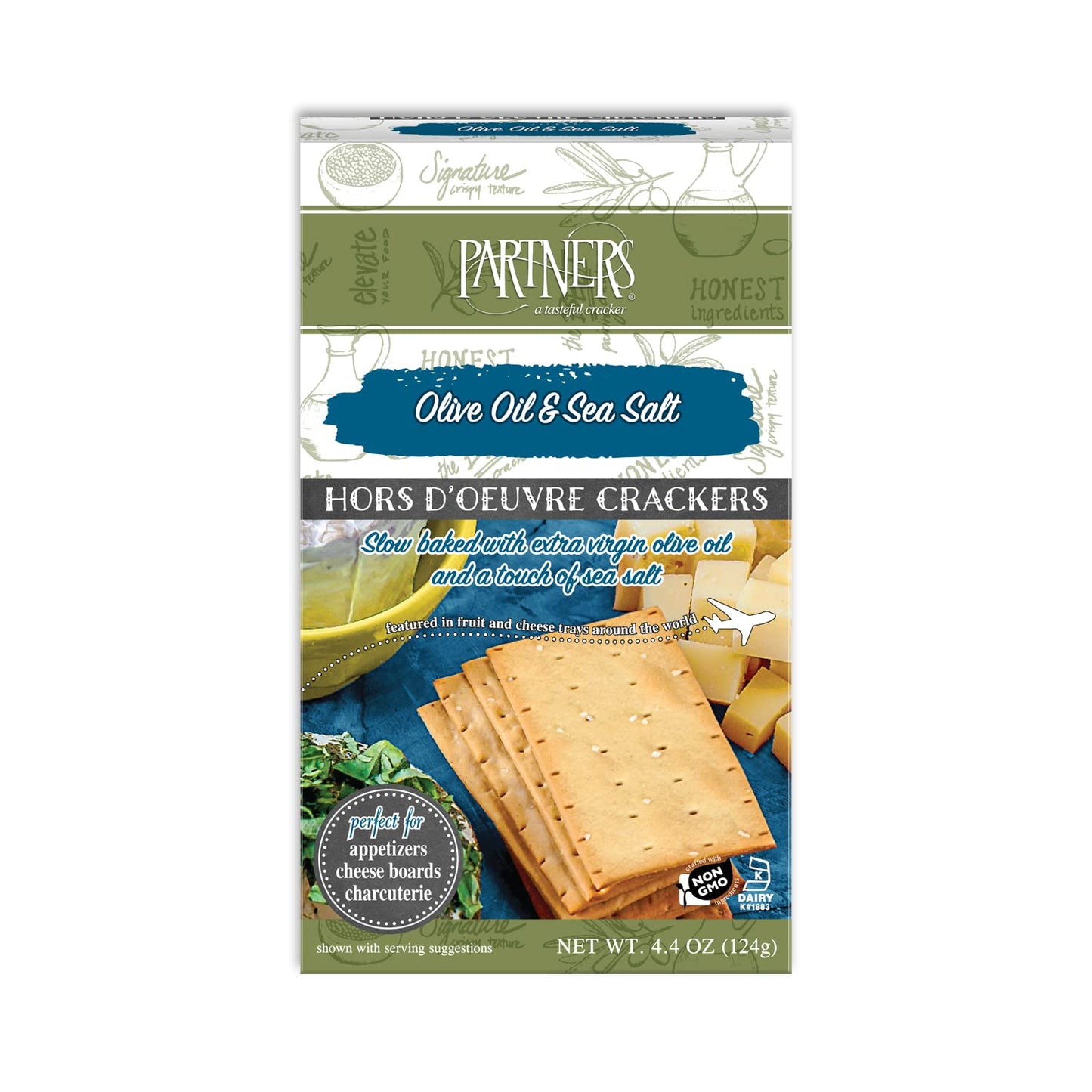 Partners Hors dOeuvre  ers, Olive Oil & Sea Salt, Non-GMO, Kosher, 4.4 Ounce (Pack of 6)
