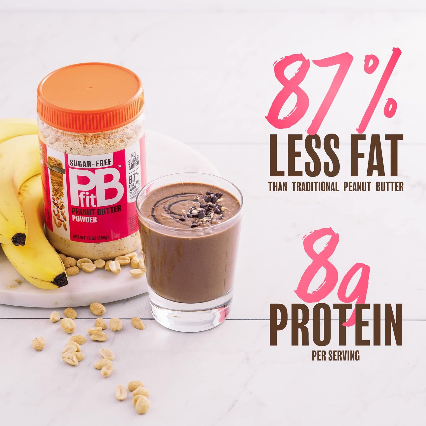 PBfit Peanut Butter Powder, No Sugar Added, 26 Ounce (Pack of 2)